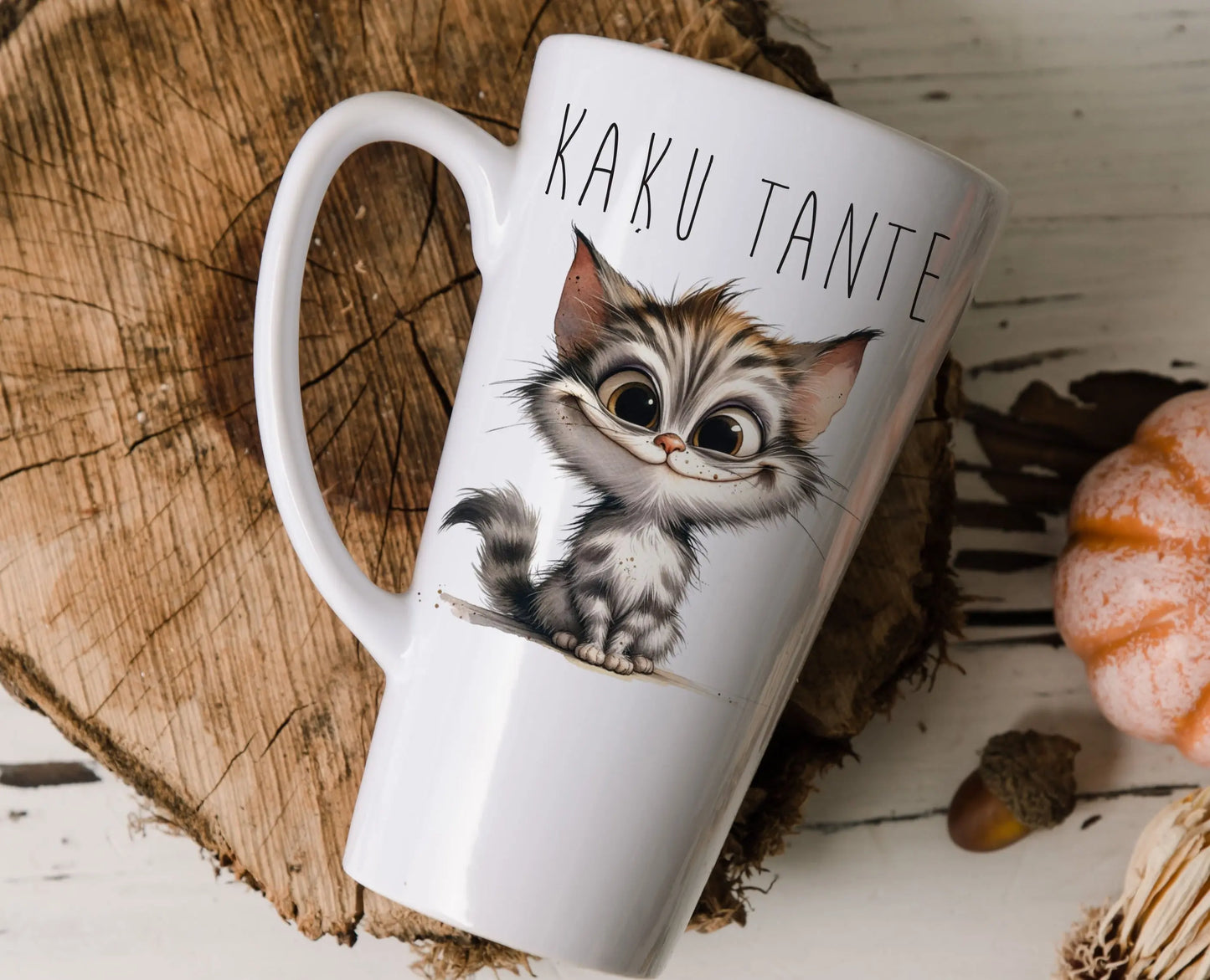 "Kaķu tante" - Latte krūze (V1) Manadruka.lv