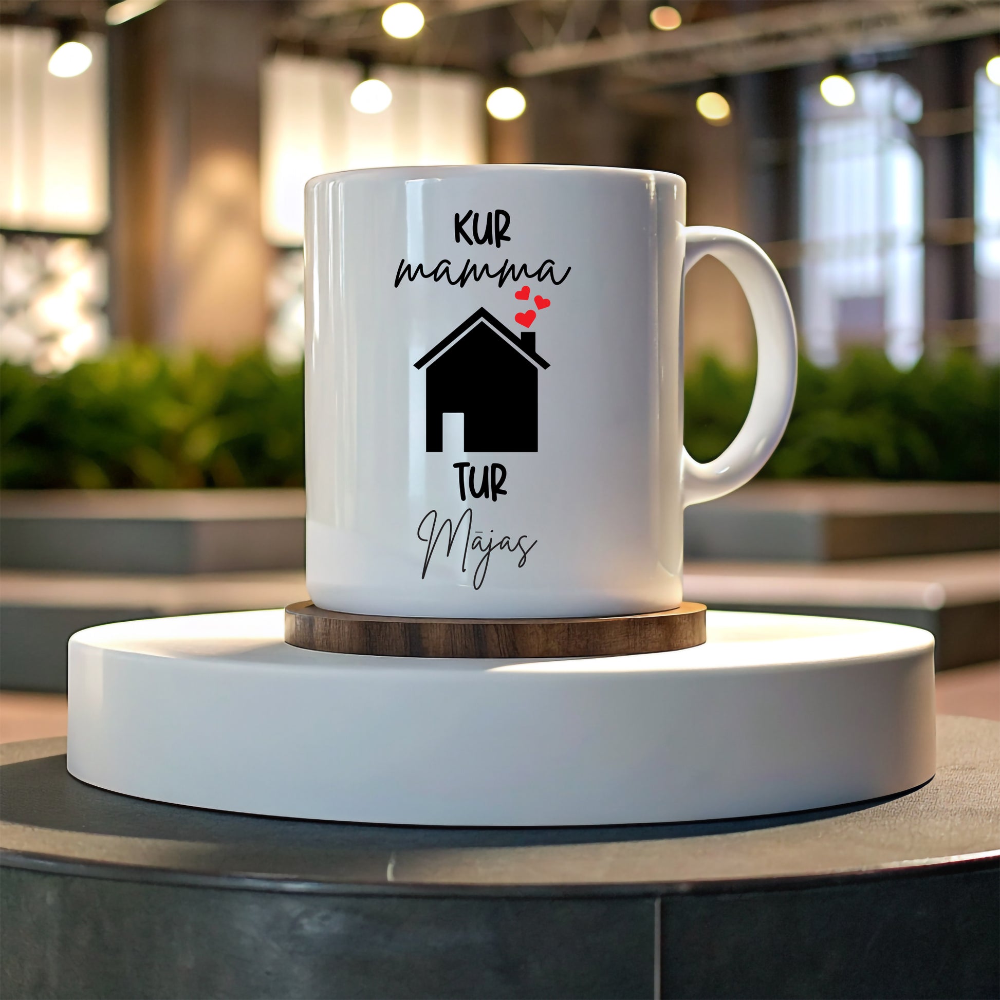 "Kur mamma, tur mājas" apdrukāta krūzīte