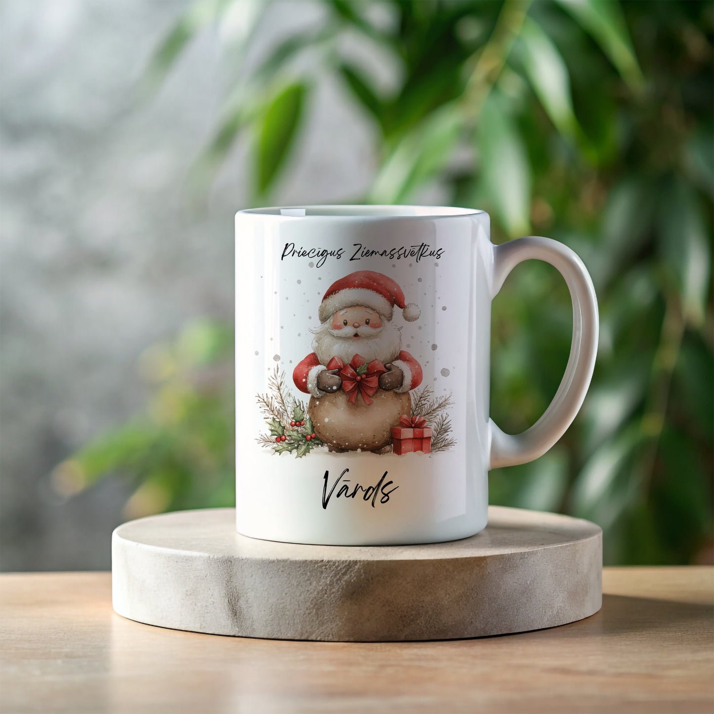 Personalizējama Ziemassvētku krūze ar Ziemassvētku vecīti Manadruka.lv