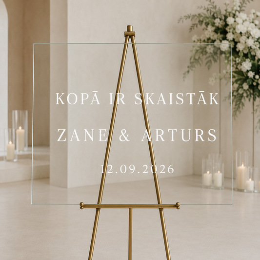 Personalizēta kāzu uzlīme stiklam ar tekstu “Kopā ir skaistāk”
