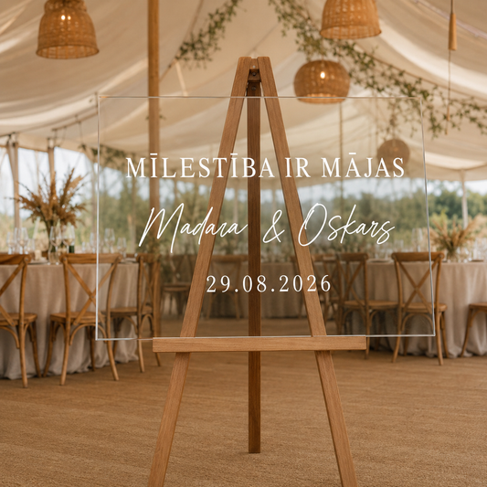 Personalizēta kāzu uzlīme stiklam ar tekstu “Mīlestība ir mājas”