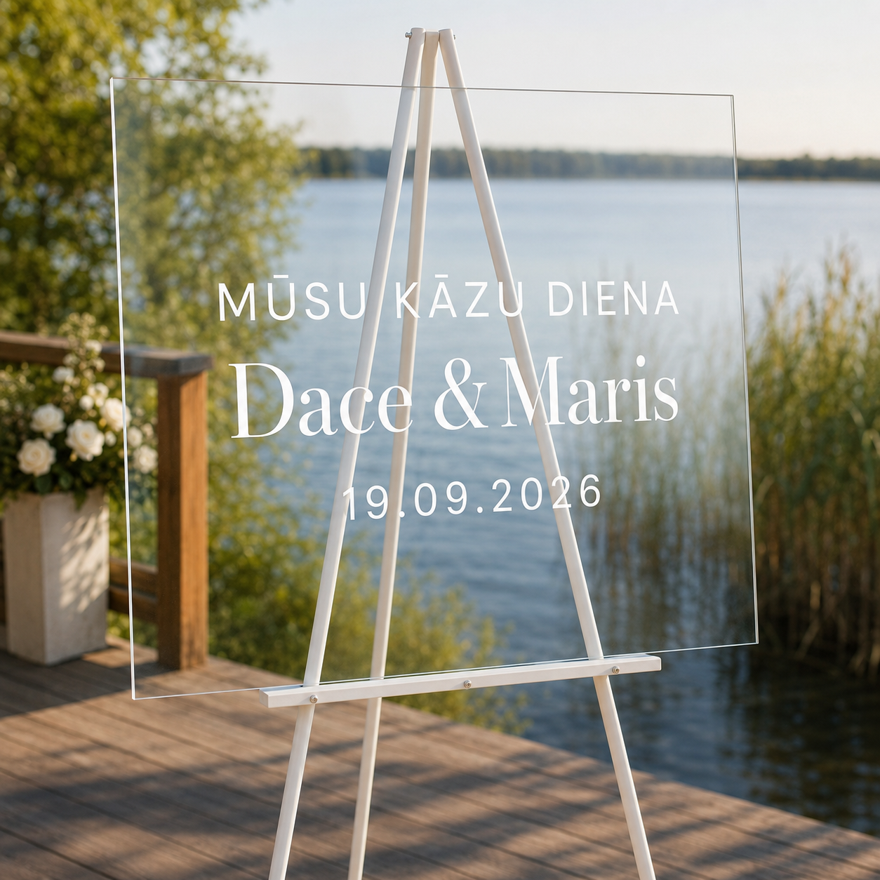 Personalizēta kāzu uzlīme stiklam ar tekstu “Mūsu kāzu diena”