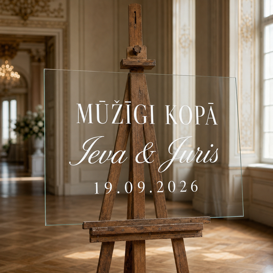Personalizēta kāzu uzlīme stiklam ar tekstu “Mūžīgi kopā”