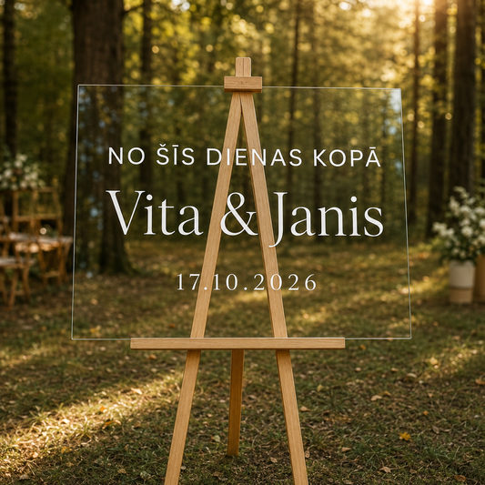 Personalizēta kāzu uzlīme stiklam ar tekstu “No šīs dienas kopā”