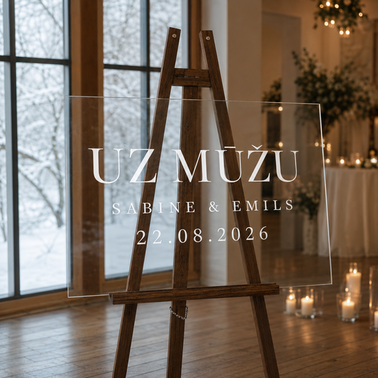 Personalizēta kāzu uzlīme stiklam ar tekstu “Uz mūžu”